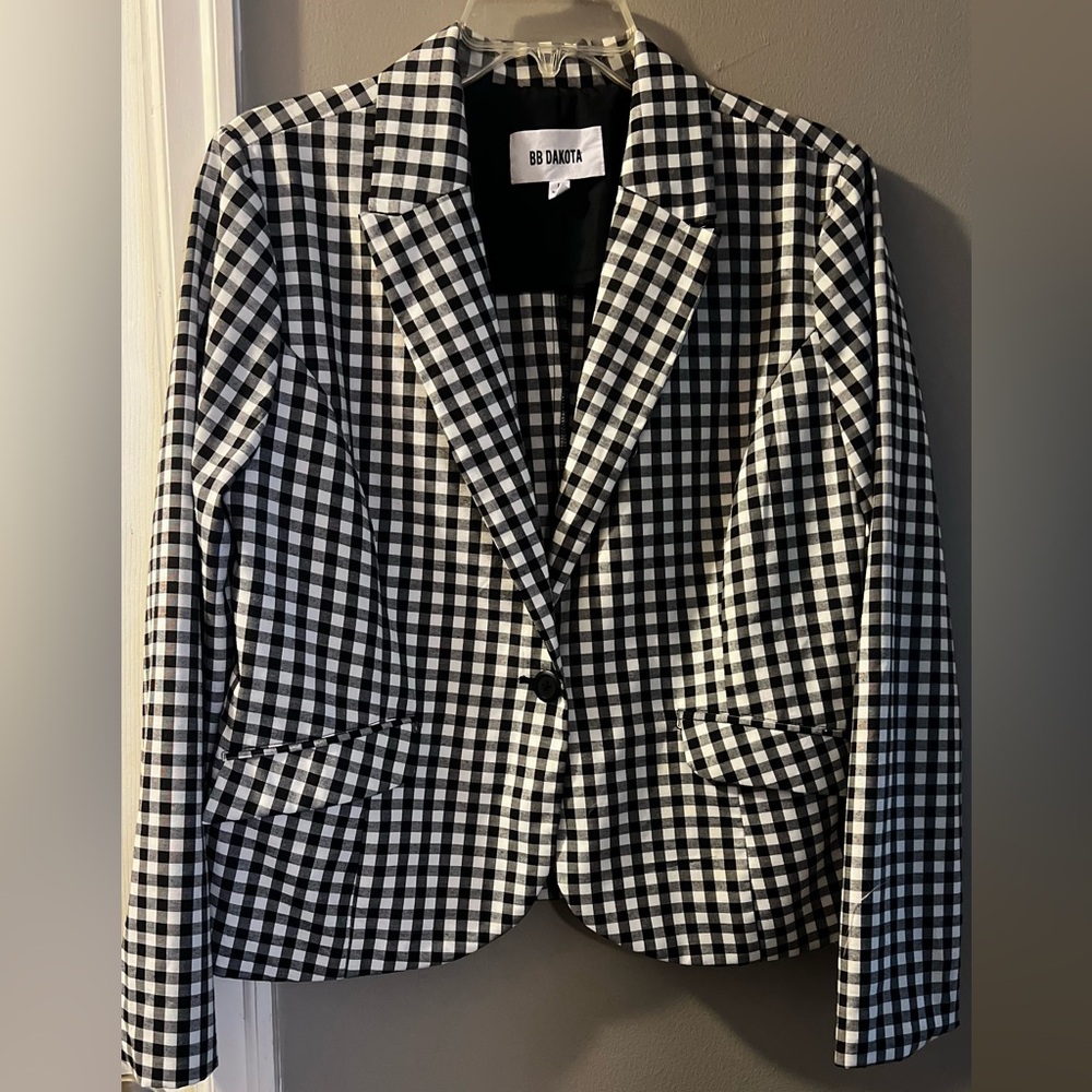 BB Dakota Women’s Gingham Black & White Blazer